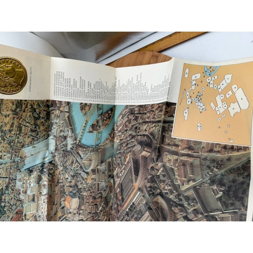 Vintage Lot of‎ Rome Italy Memorabilia Rome Guide Book Full Size Folding Map